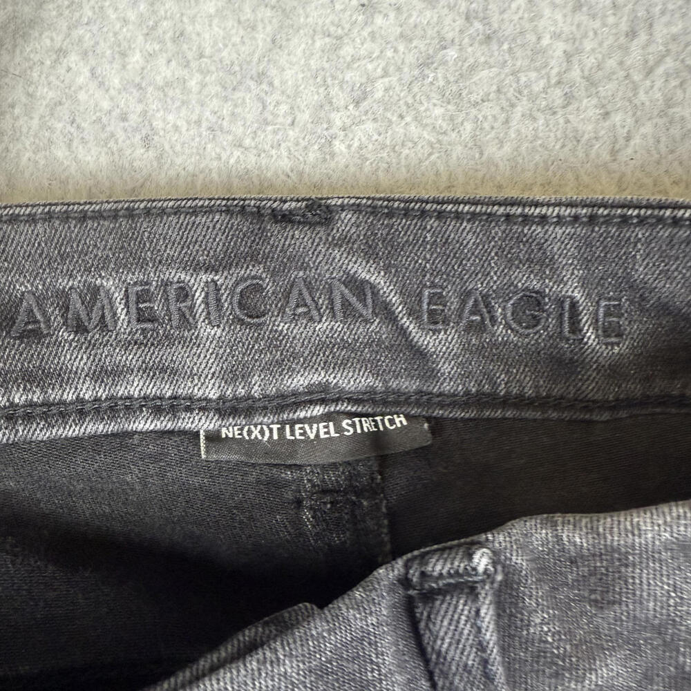 American Eagle Women's Size 6 Black Button Fly Next Level Stretch Wide Leg Jeans - Picture 7 of 9